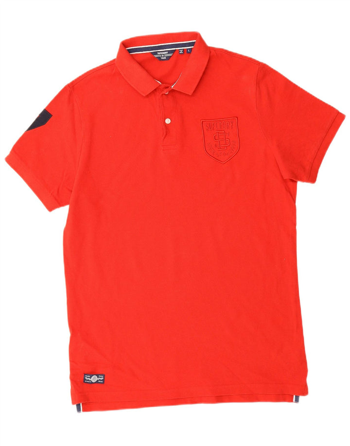 SUPERDRY Mens Graphic Polo Shirt Large Red Cotton