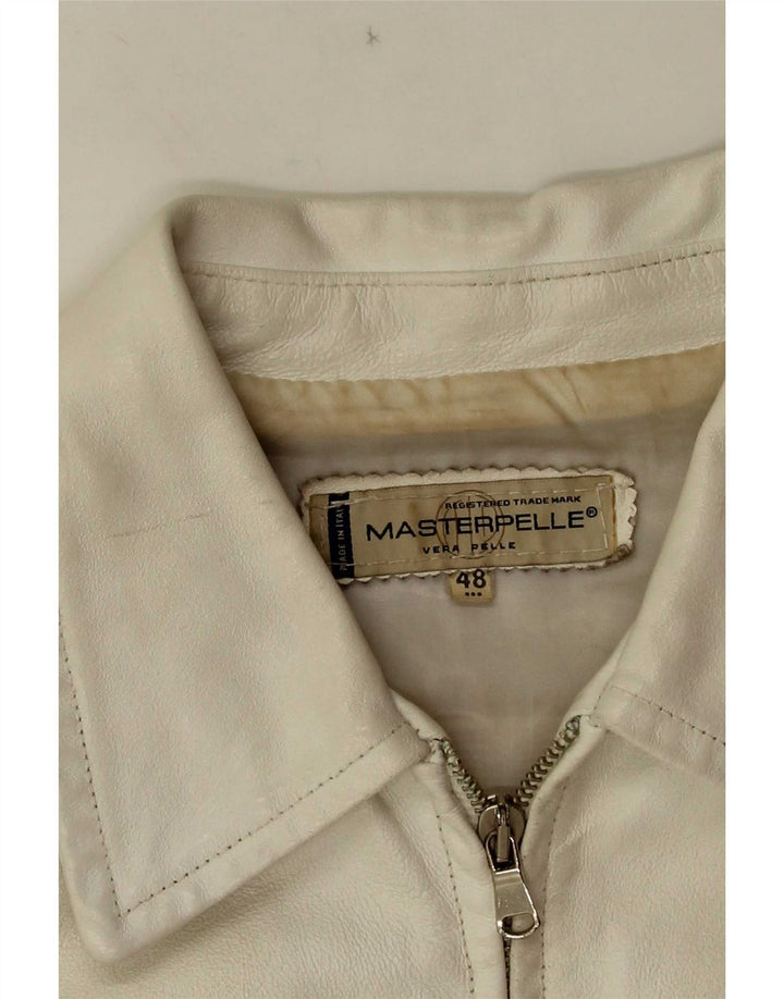 Masterpelle Damen Crop Lederjacke IT 48 XL Weißes Leder