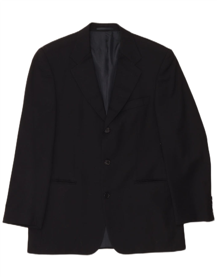 Hugo Boss Herren-Blazer mit 3 Knöpfen, EU 50, groß, schwarze Schurwolle