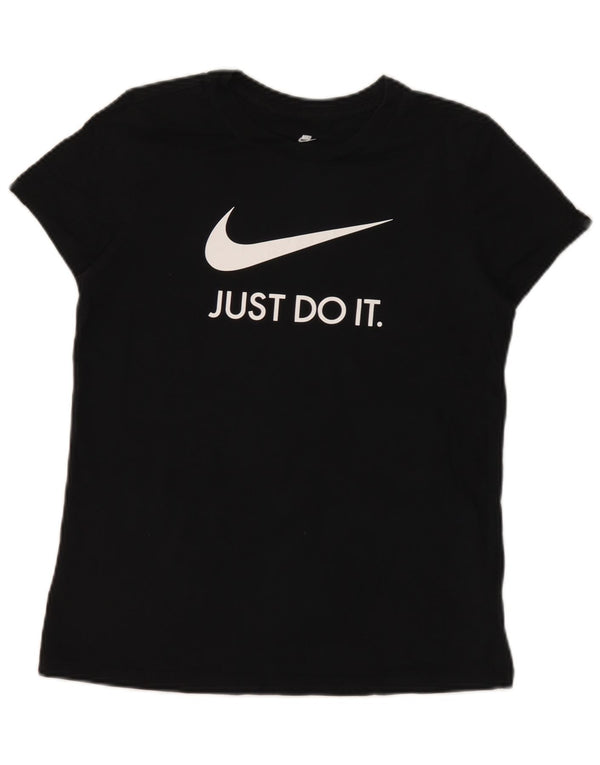 Nike Damen Slim Fit Graphic T-Shirt Top UK 14 Large Schwarz Baumwolle