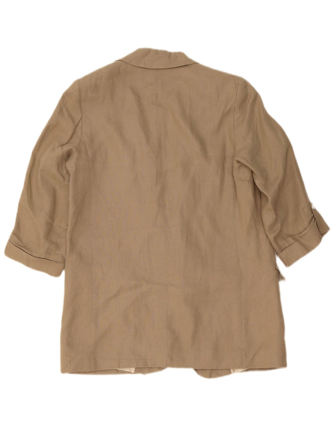 Zara Damen-Blazer mit 3/4-Ärmeln, offen, UK 14, mittelbeigeiges Leinen