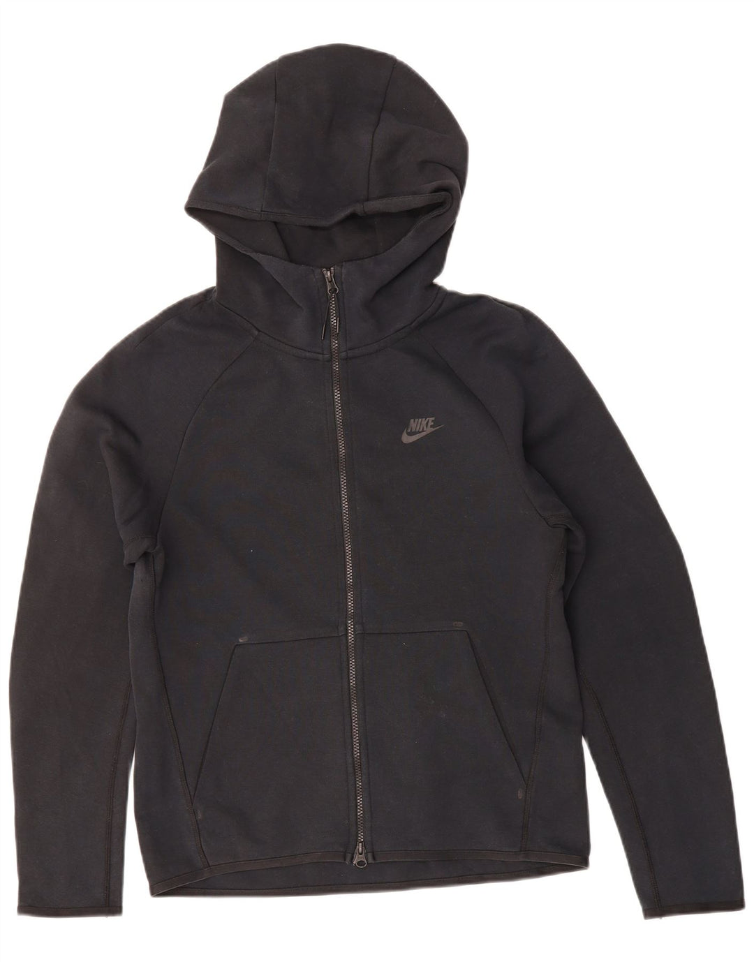 NIKE Mens Zip Hoodie Sweater Small Black Cotton