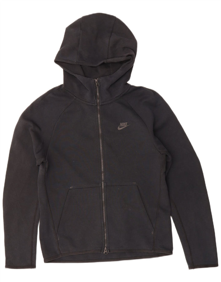NIKE Mens Zip Hoodie Sweater Small Black Cotton