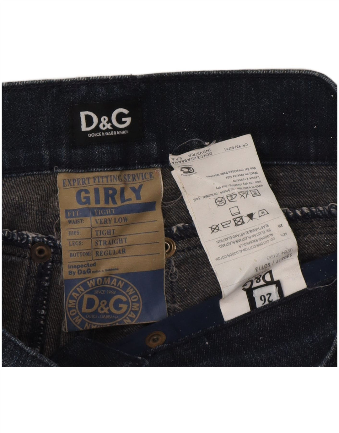Dolce & Gabbana Damen Low Waist Slim Jeans W26 L28 Blaue Baumwolle