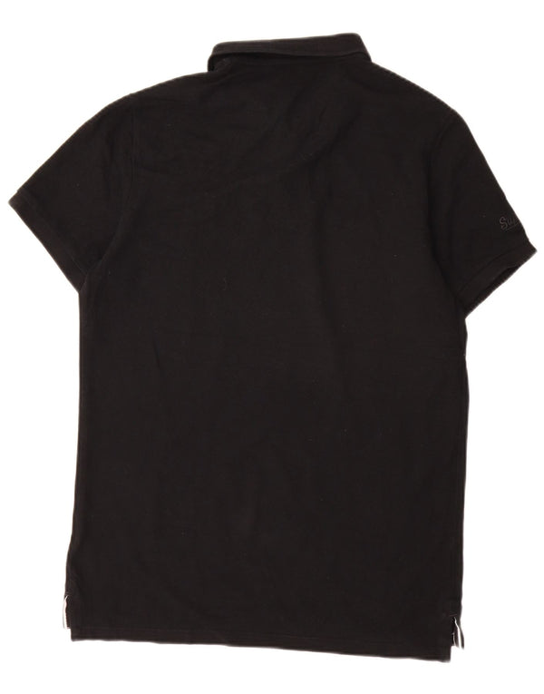 Superdry Herren-Poloshirt mit Grafik, groß, aus schwarzer Baumwolle