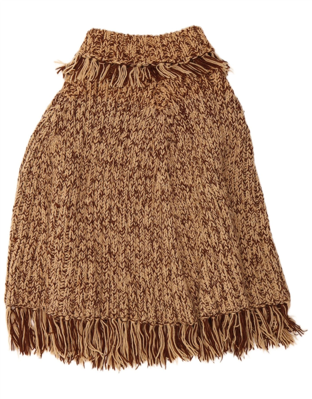 Vintage Damen Poncho Pullover Einheitsgröße Braun gefleckt