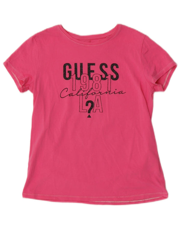Guess Grafik-T-Shirt-Oberteil für Mädchen, 13–14 Jahre, rosa Baumwolle