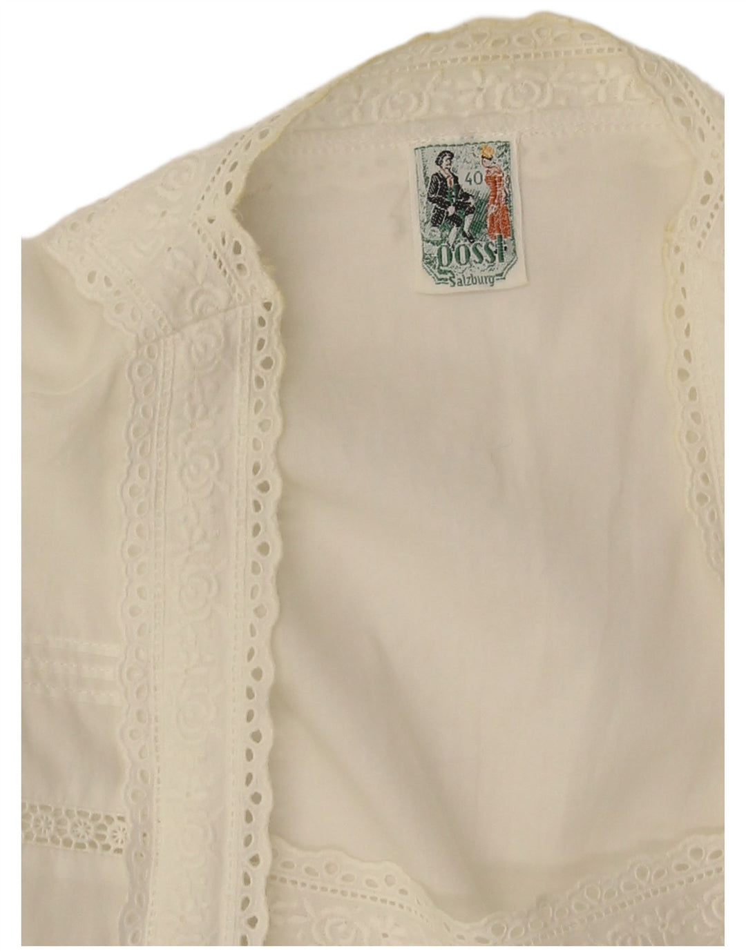 Gossl Damen-Cardigan-Oberteil mit kurzen Ärmeln, EU 40, Mittelweiß mit Blumenmuster
