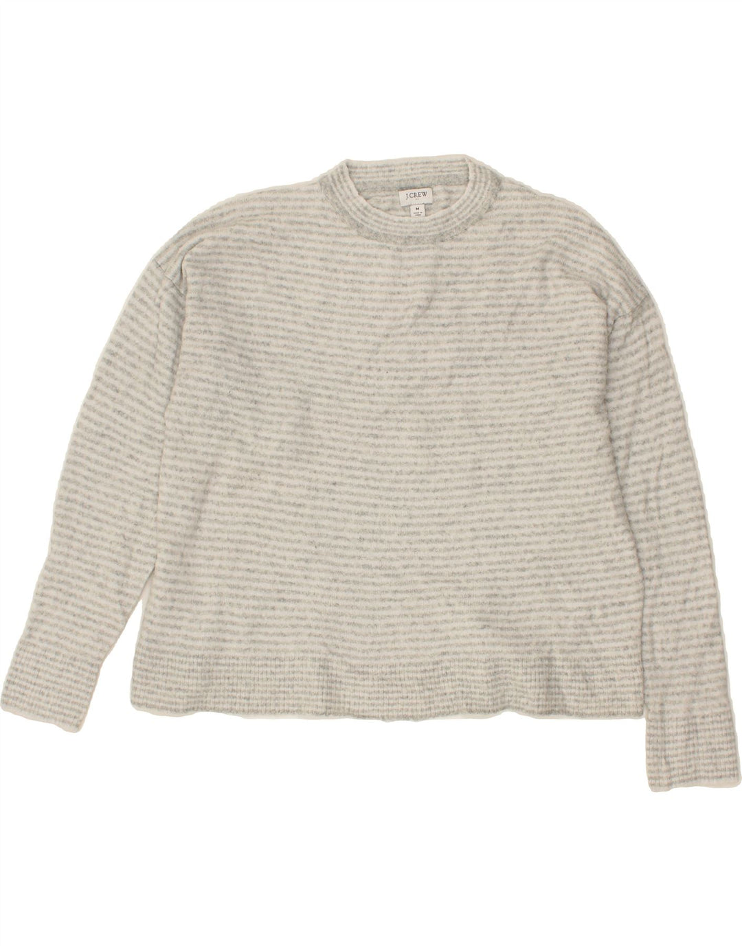 J. CREW Womens Crew Neck Jumper Sweater UK 14 Medium Grey Striped Vintage J. Crew and Second-Hand J. Crew from Messina Hembry 