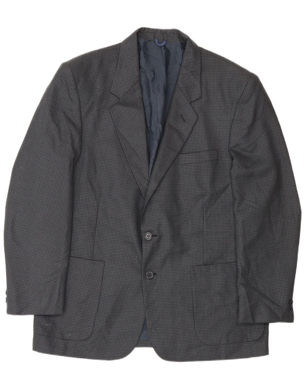 Farah Herren-Blazer mit 2 Knöpfen, UK 40, große marineblaue Hahnentritt-Wolle