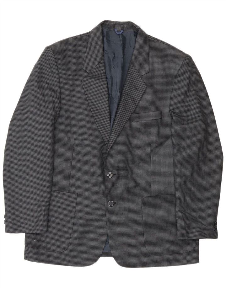 Farah Herren-Blazer mit 2 Knöpfen, UK 40, große marineblaue Hahnentritt-Wolle
