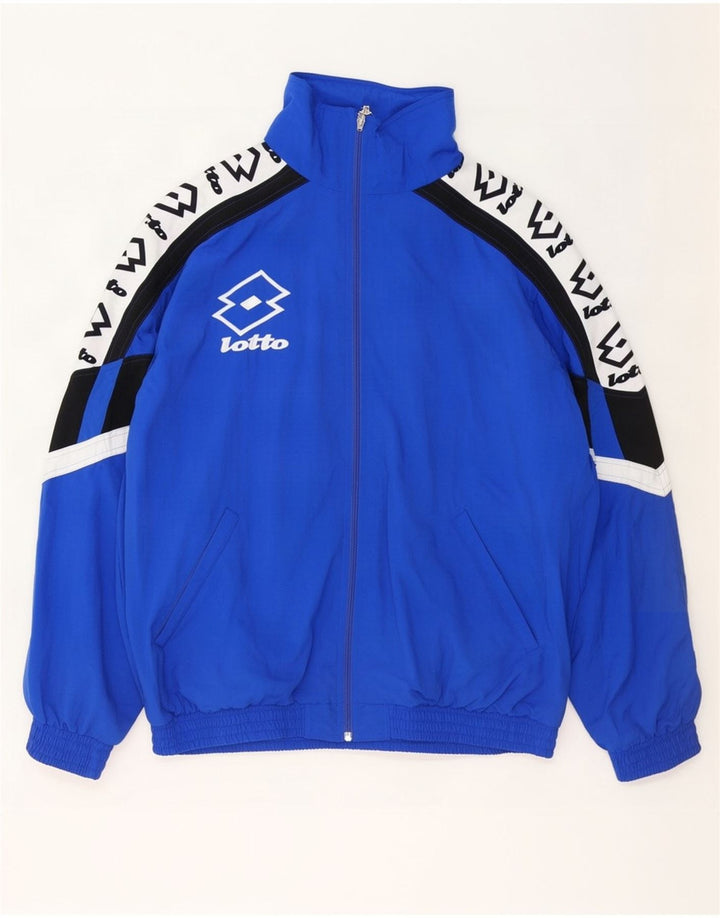 Lotto Herren-Trainingsanzugoberteil mit Grafik, 2XL, blaues Colourblock-Nylon