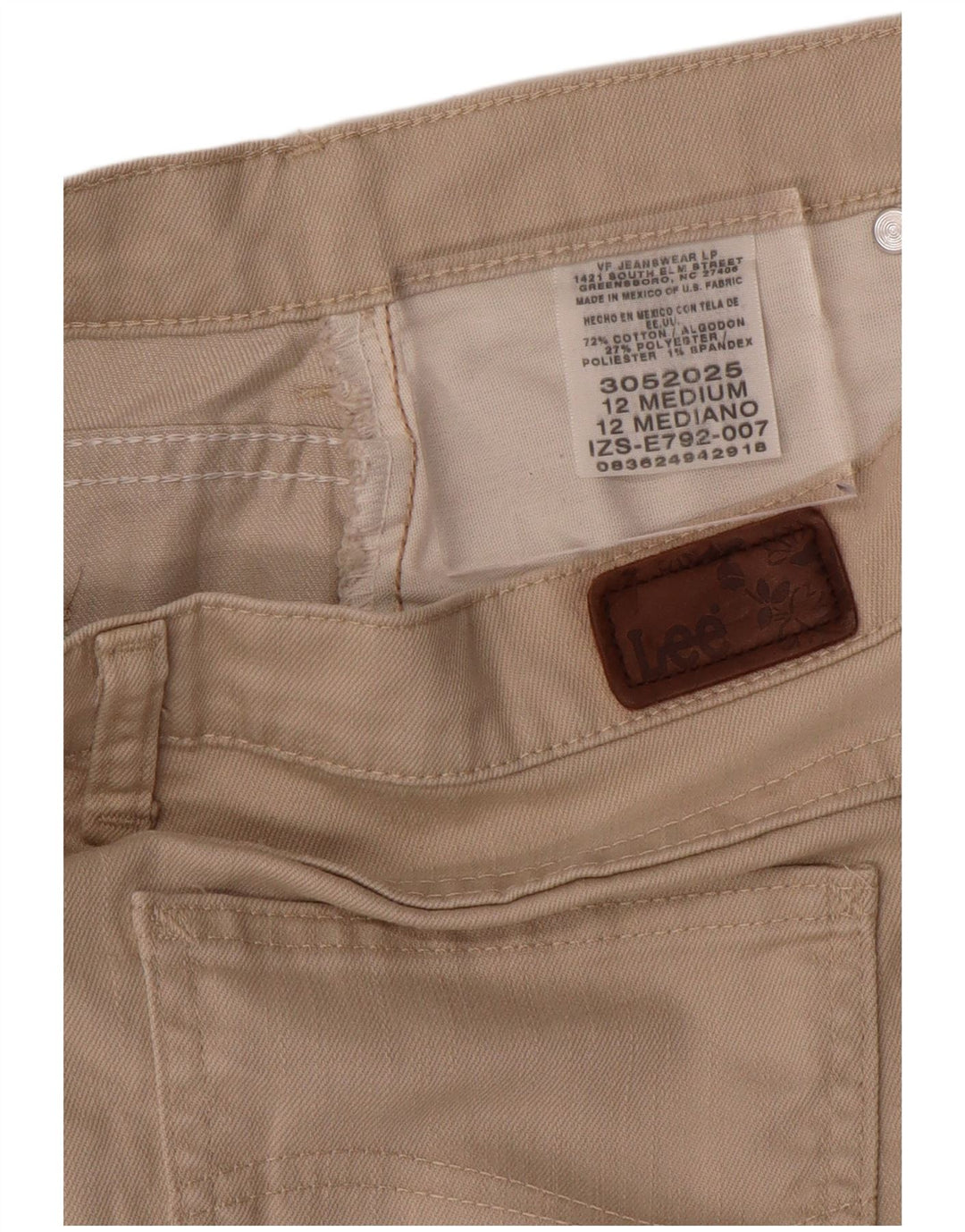 LEE Damen-Hose mit hoher Taille, gerade, Freizeithose, US 12, Größe L, W32, L28, Beige