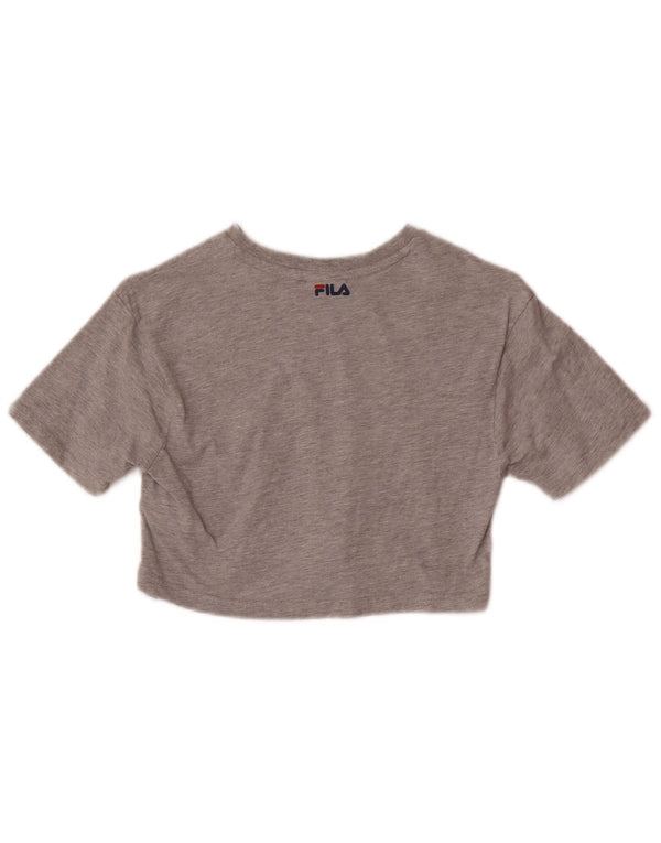 Fila Crop Graphic T-Shirt-Oberteil für Mädchen, 9–10 Jahre, graue Baumwolle