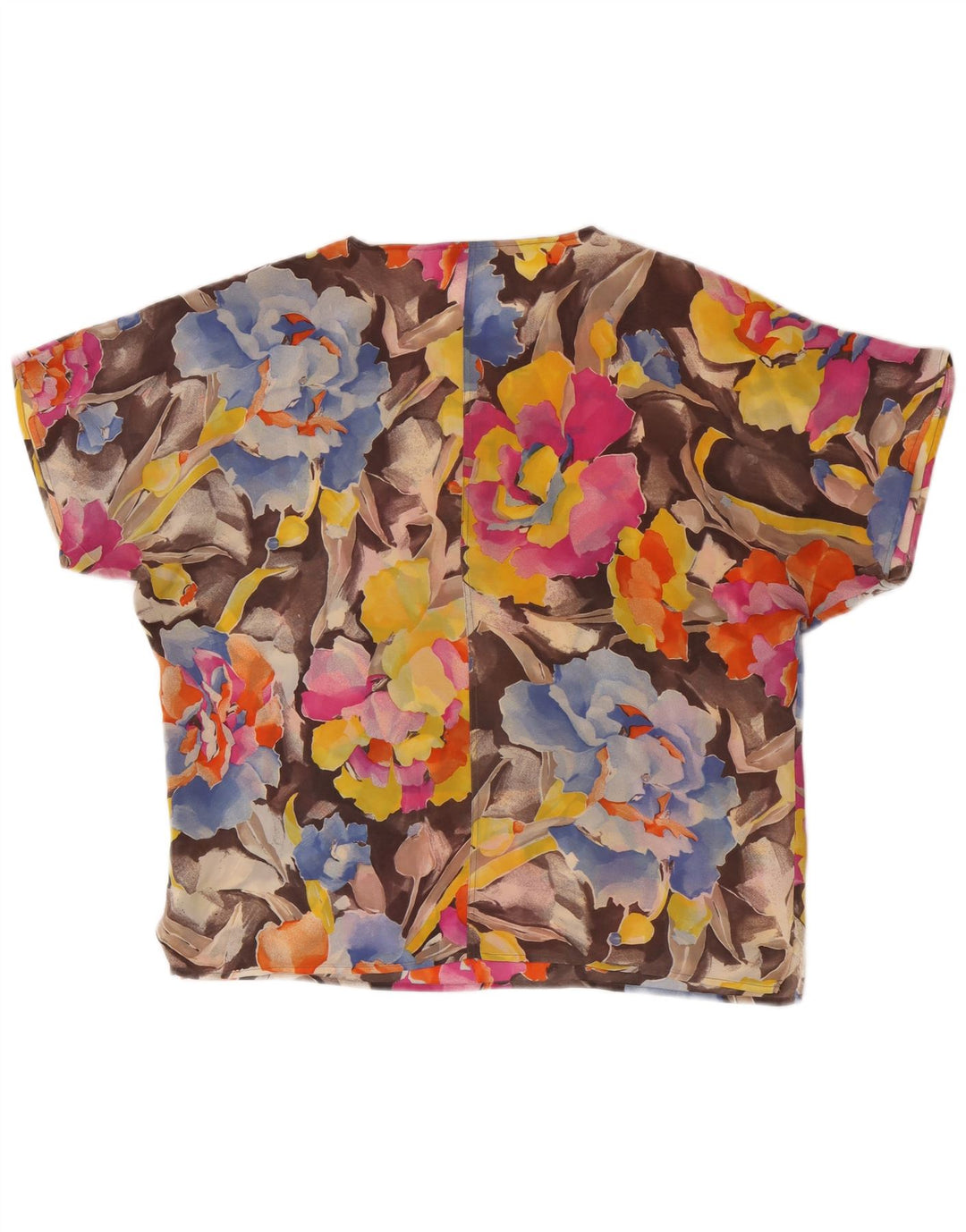 Vintage Damen Bluse Top IT 46 Großes mehrfarbiges florales Acetat
