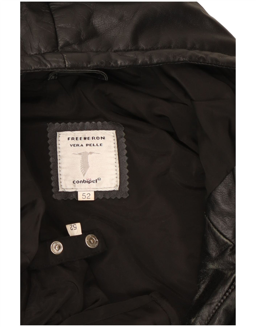 Conbipel Herren-Lederjacke mit Kapuze, IT 52 XL, schwarzes Leder