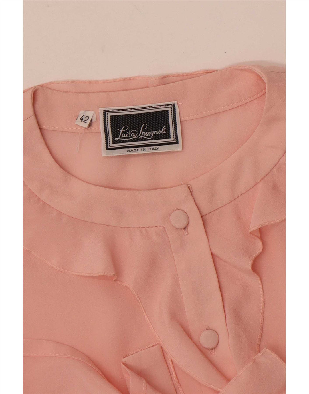 Luisa Spagnoli Damen Hemdbluse mit Rüschen vorne IT 42 Mittelrosa