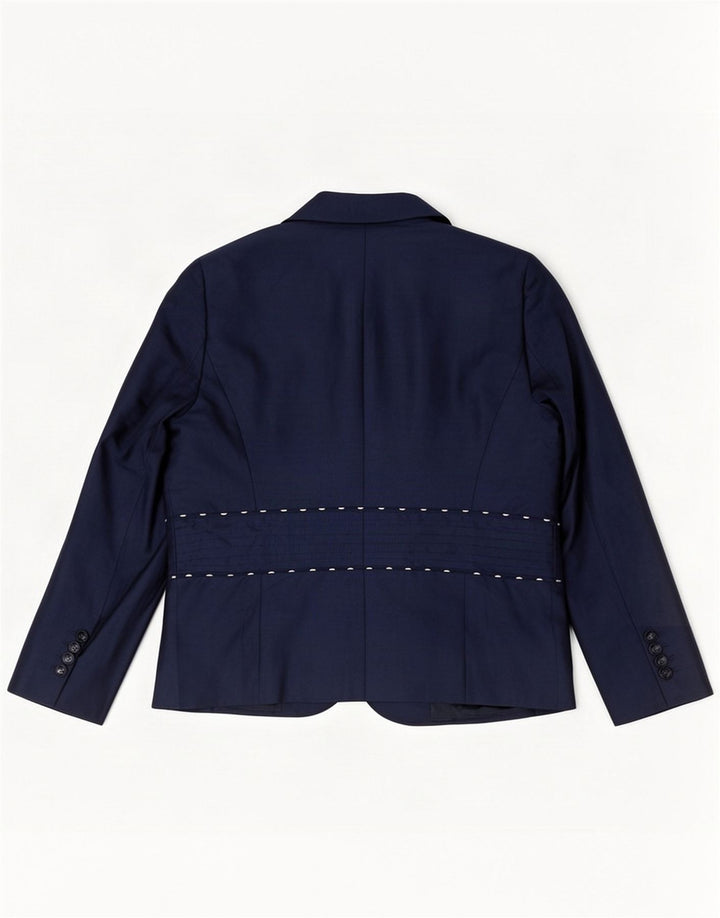 Luisa Spagnoli Damen 2-Knopf-Blazerjacke UK 18 XL Marineblaue Seide