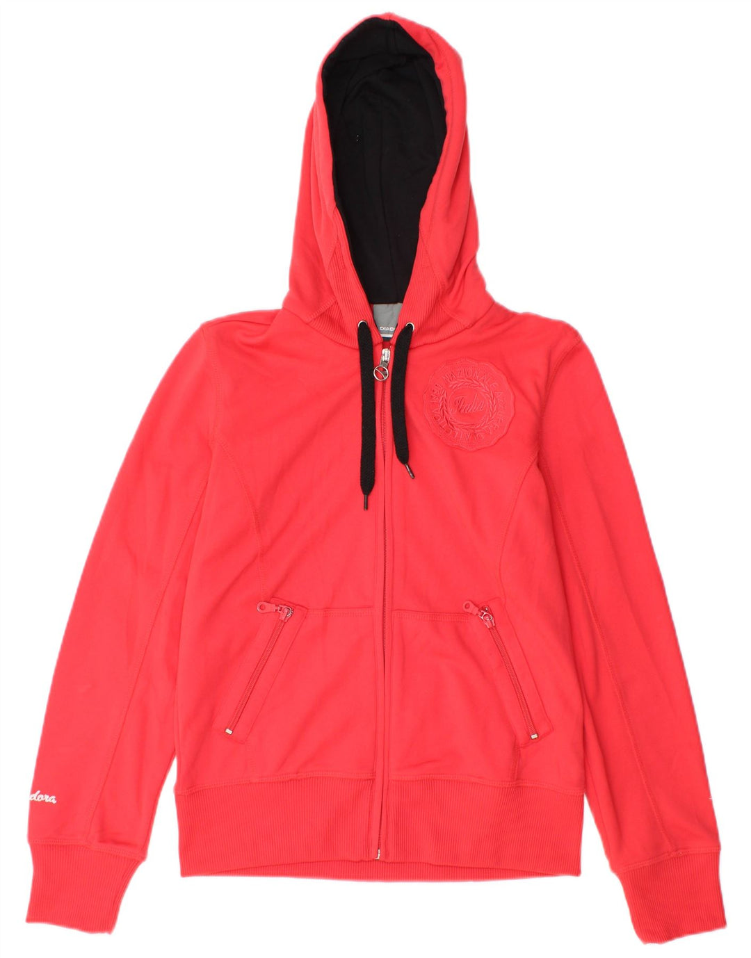 DIADORA Womens Graphic Zip Hoodie Sweater UK 12 Medium  Pink Polyester
