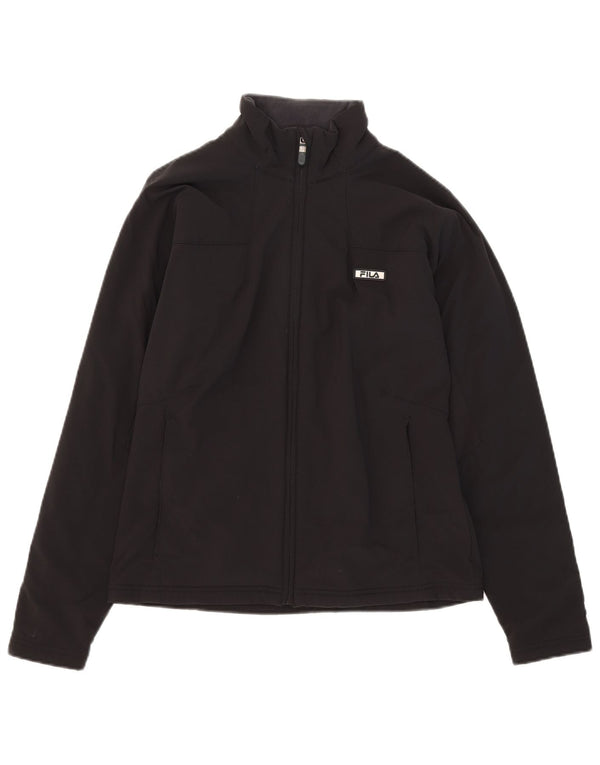 Fila Damen-Trainingsanzug-Top-Jacke, UK 14, großes schwarzes Nylon