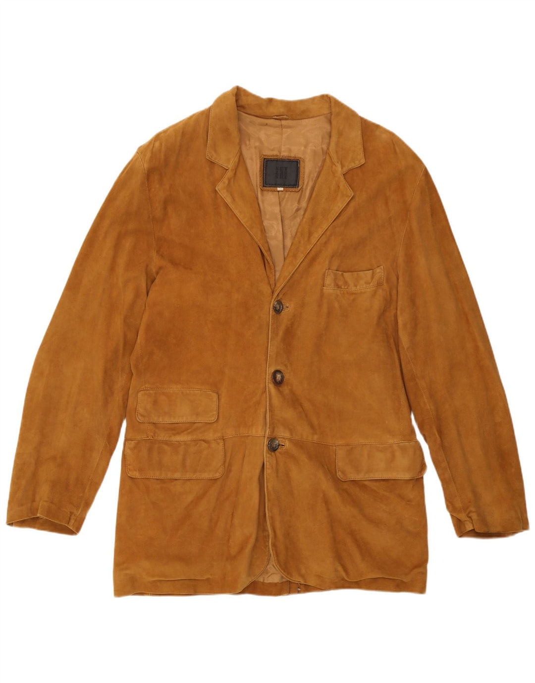 Vintage Herren 3 Knopf Wildleder Blazer Jacke IT 50 Großes braunes Leder