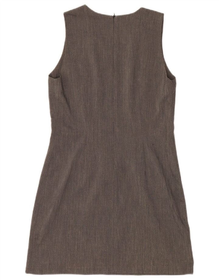 Vintage Damen Ärmelloses Etuikleid IT 42 Mittelgraue Viskose