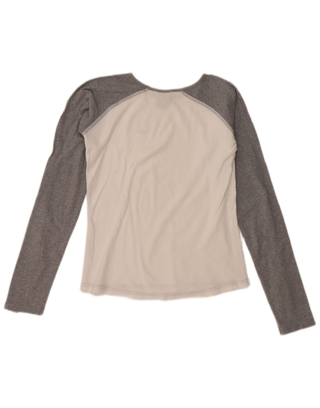 NIKE Damen Top Langarm UK 10/12 Mittelweiß Farbblock