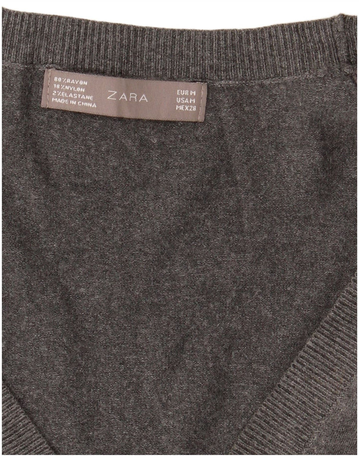 Zara Damen-Cardigan-Pullover UK 12 Mittelgrauer Rayon
