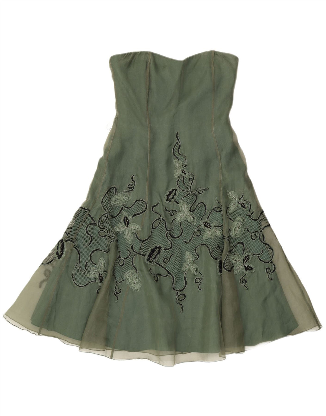 Trägerloses Kleid für Damen von Coast, Größe S, Grün, Blumenmuster, Größe 40, Seide