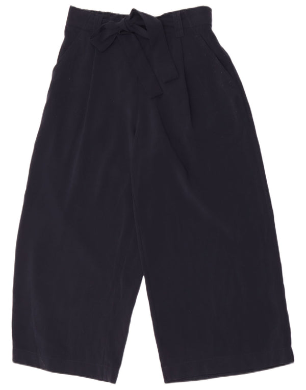 Zara Damen-Caprihose mit weitem Bein und hoher Taille, Größe S, W26, L22, Marineblau