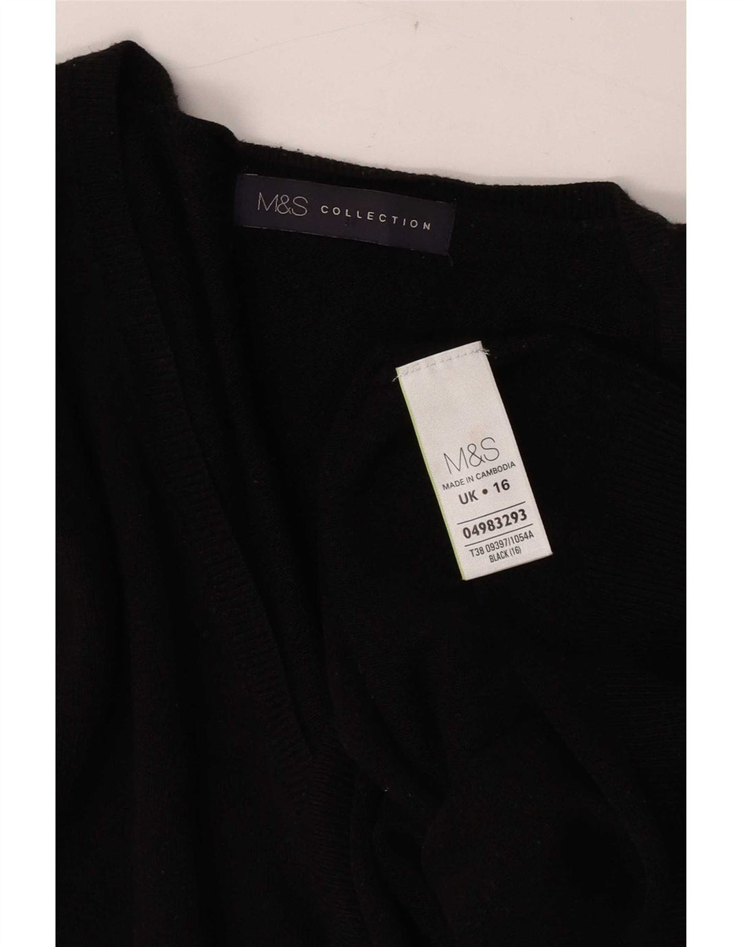 Marks & Spencer Damen-Pullover mit V-Ausschnitt, Gr. 40, Größe L, Schwarz, Acryl