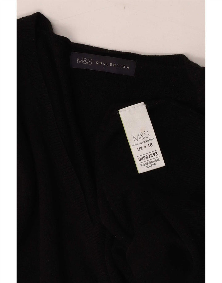 Marks & Spencer Damen-Pullover mit V-Ausschnitt, Gr. 40, Größe L, Schwarz, Acryl