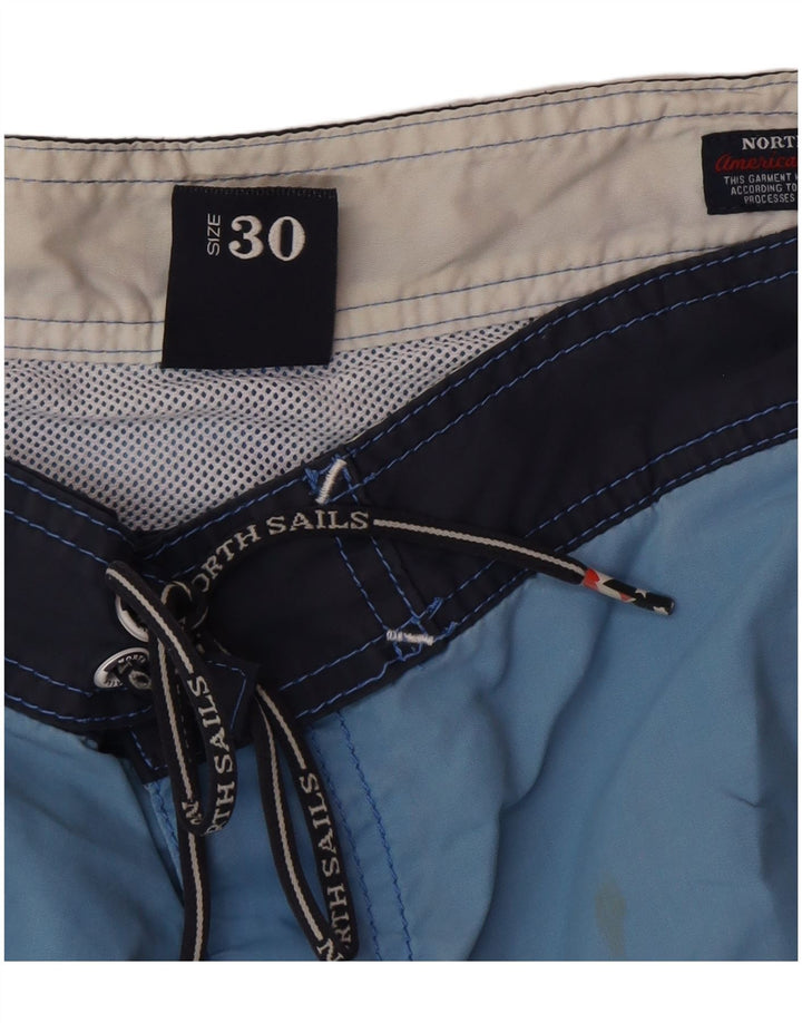 North Sails Herren-Badeshorts mit Grafik, Mittelblaues Farbblock-Polyester