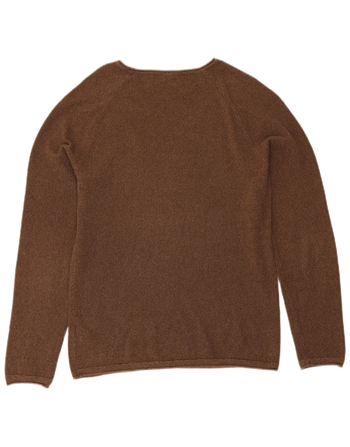 Jack & Jones Herren-Pullover mit U-Boot-Ausschnitt aus mittelbrauner Baumwolle