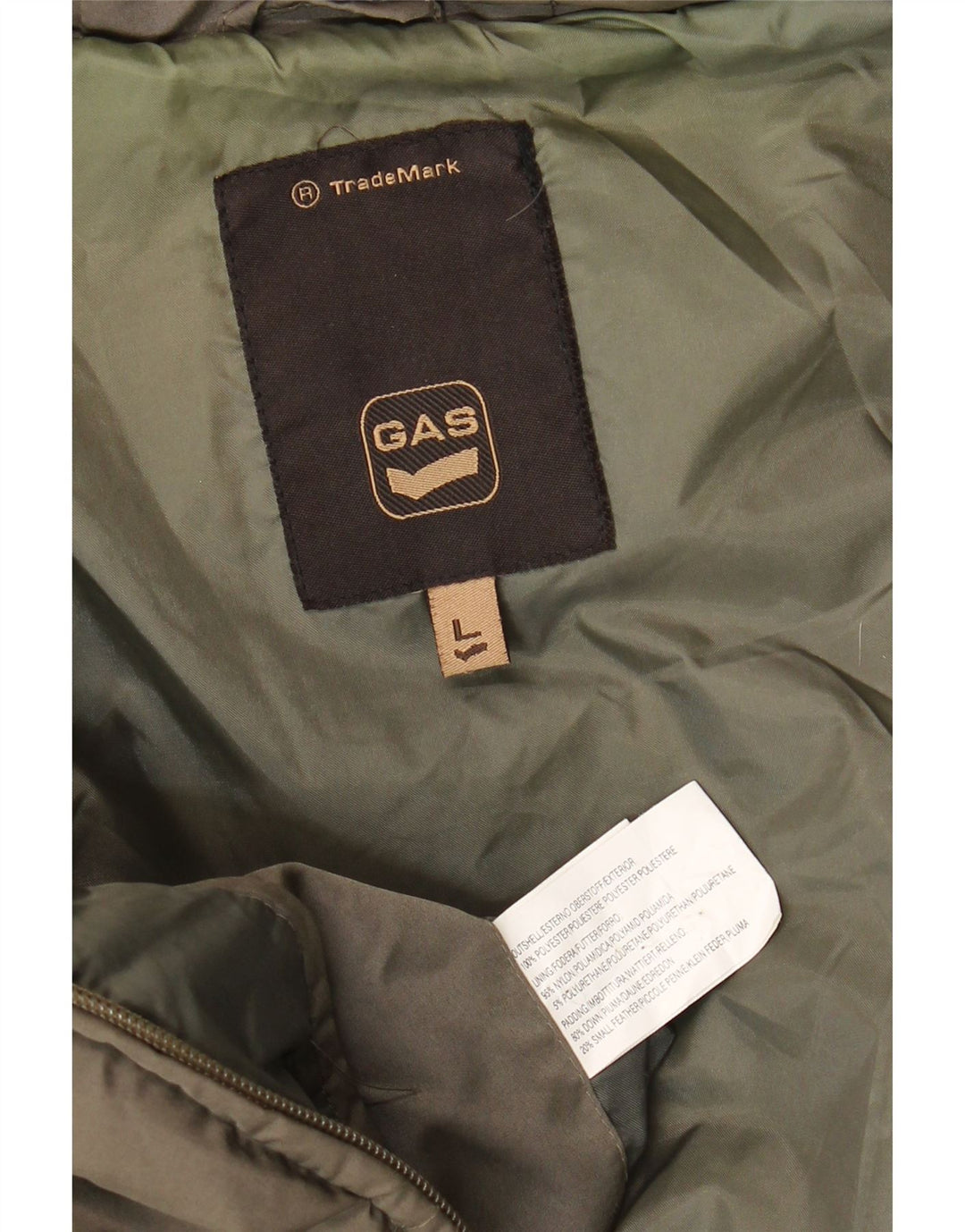 Gepolsterter Damenmantel mit Kapuze von Gas, UK 16, Größe L, braun, Polyester