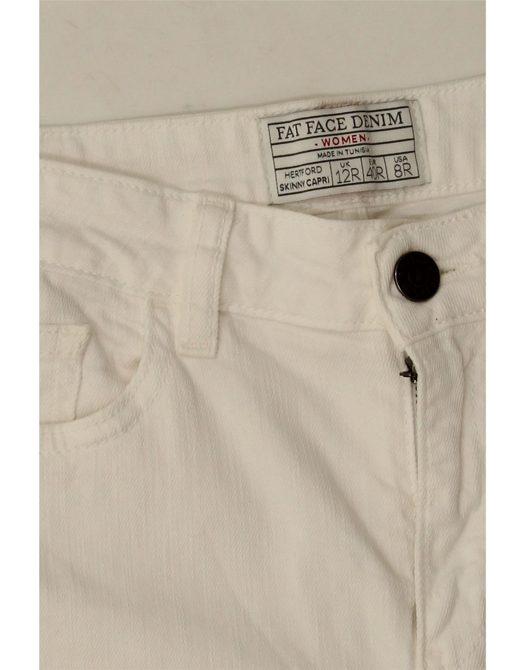 Fat Face Damen Capri-Jeans UK 12 Medium W28 L20 Weiße Baumwolle