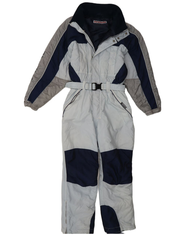Invicta Jungen-Skioverall mit Kapuze, 13–14 Jahre, blaues Colourblock-Polyamid