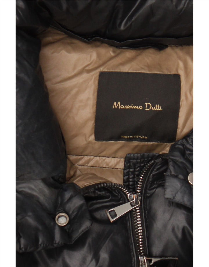 Massimo Dutti Damen Übergroße wattierte Jacke UK 10 Small Schwarzes Nylon