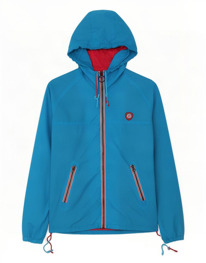 Superdry Damen-Regenjacke mit Kapuze, UK 10, Small, blaues Nylon