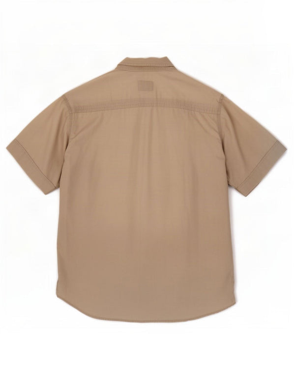 Valentino Herren Kurzarmhemd Größe 37 Small Beige Baumwolle