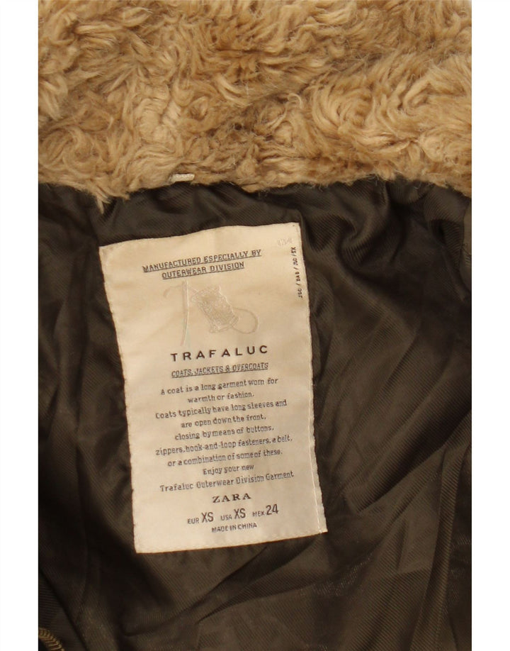 Zara Damen Wattierte Jacke UK 6 XS Khaki