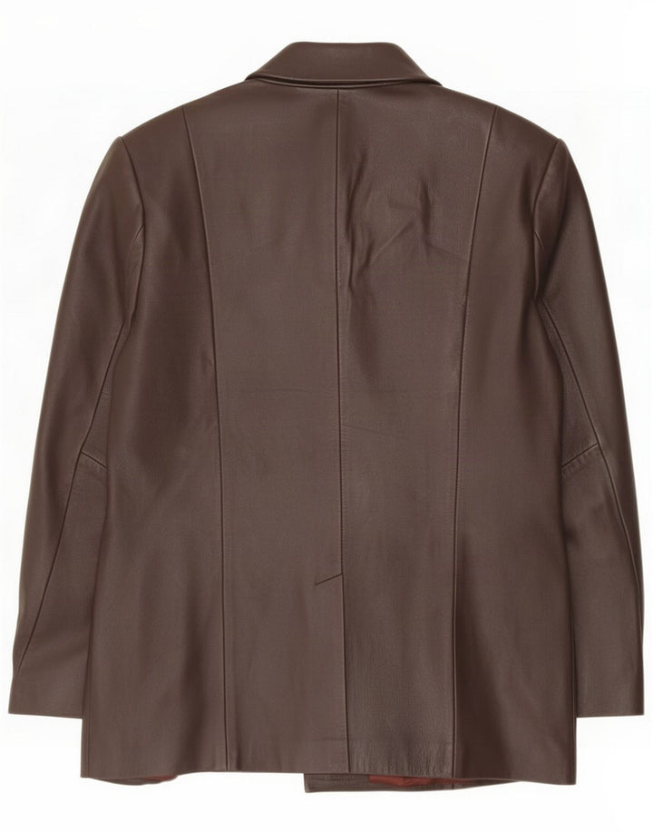 Steilmann Damen 4-Knopf-Lederblazerjacke UK 12 Mittelbraun