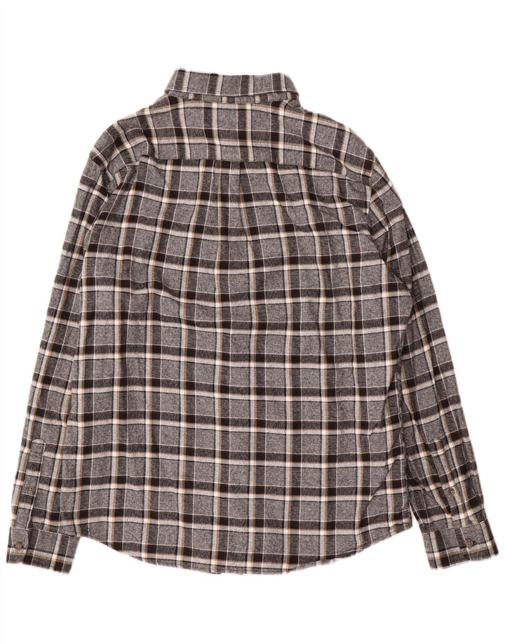 Marks & Spencer Herren-Flanellhemd, groß, grau kariert, Baumwolle