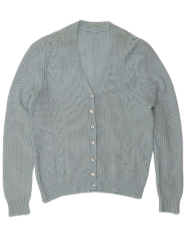 Vintage Damen Cardigan Pullover UK 14 Large Blue Classic
