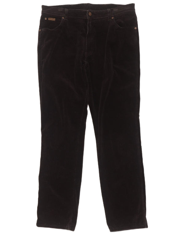 Wrangler Mens Texas Stretch Straight Corduroy Trousers W38 L34 Black Cotton