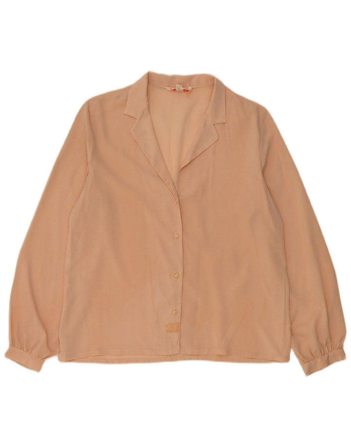 Vintage Damen Hemdbluse UK 14 Mittelbeige gefleckt