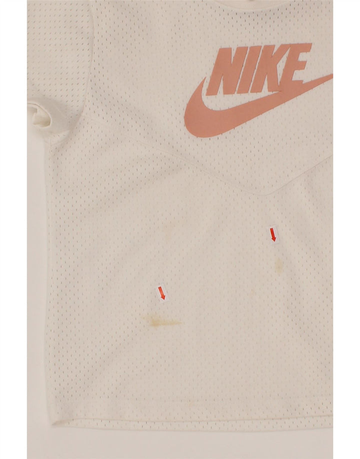 NIKE Womens Graphic T-Shirt Top UK 10 Small White Polyester Vintage Nike and Second-Hand Nike from Messina Hembry 