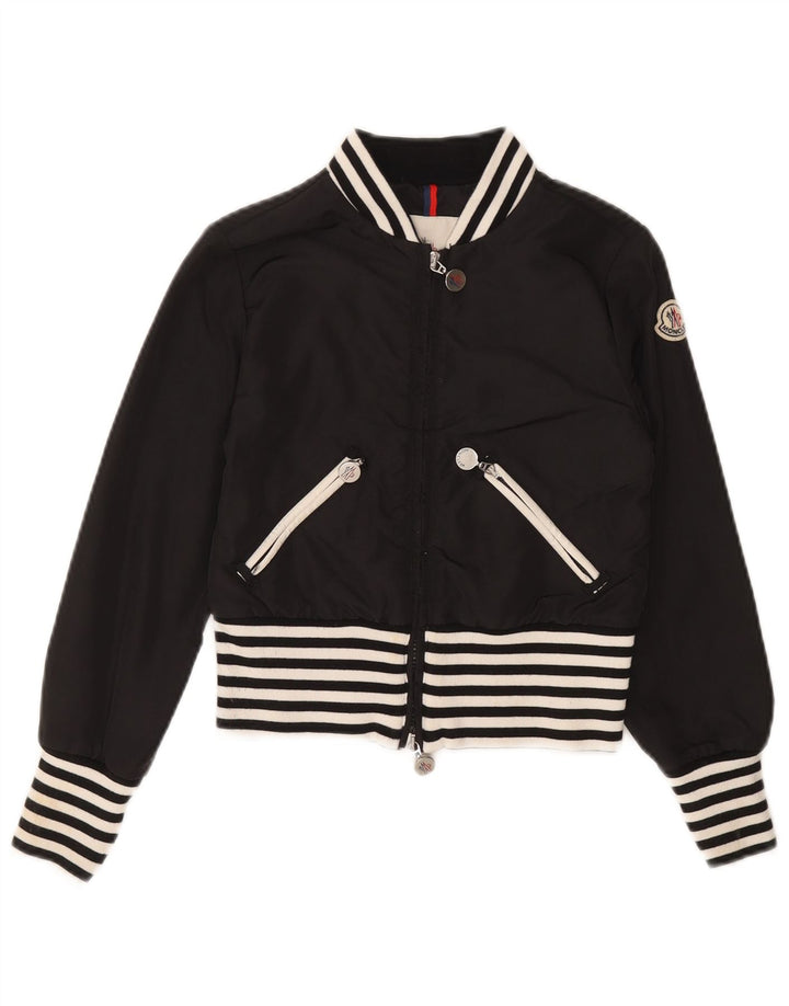 Moncler Crop Bomberjacke für Mädchen, 9–10 Jahre, schwarz gestreift, Polyamid
