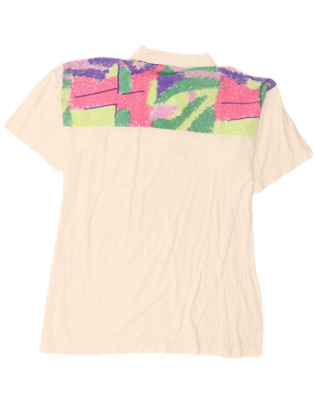 Vintage Herren Poloshirt Mittelweiß Geometrisch