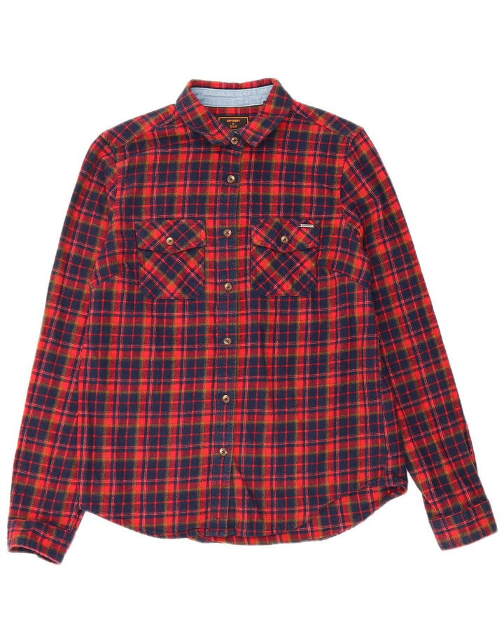 Superdry Flanellhemd für Damen, UK 8, Größe S, marineblau, kariert, Baumwolle